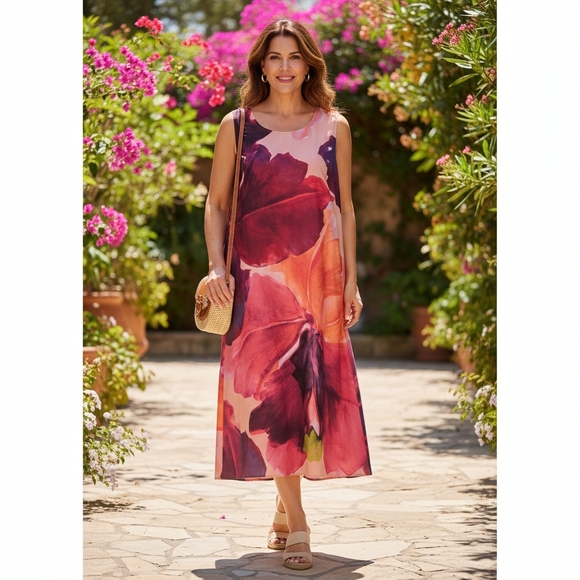 Persona by Marina Rinaldi Floral Sleeveless Midi Dress - NWT Size US 22W